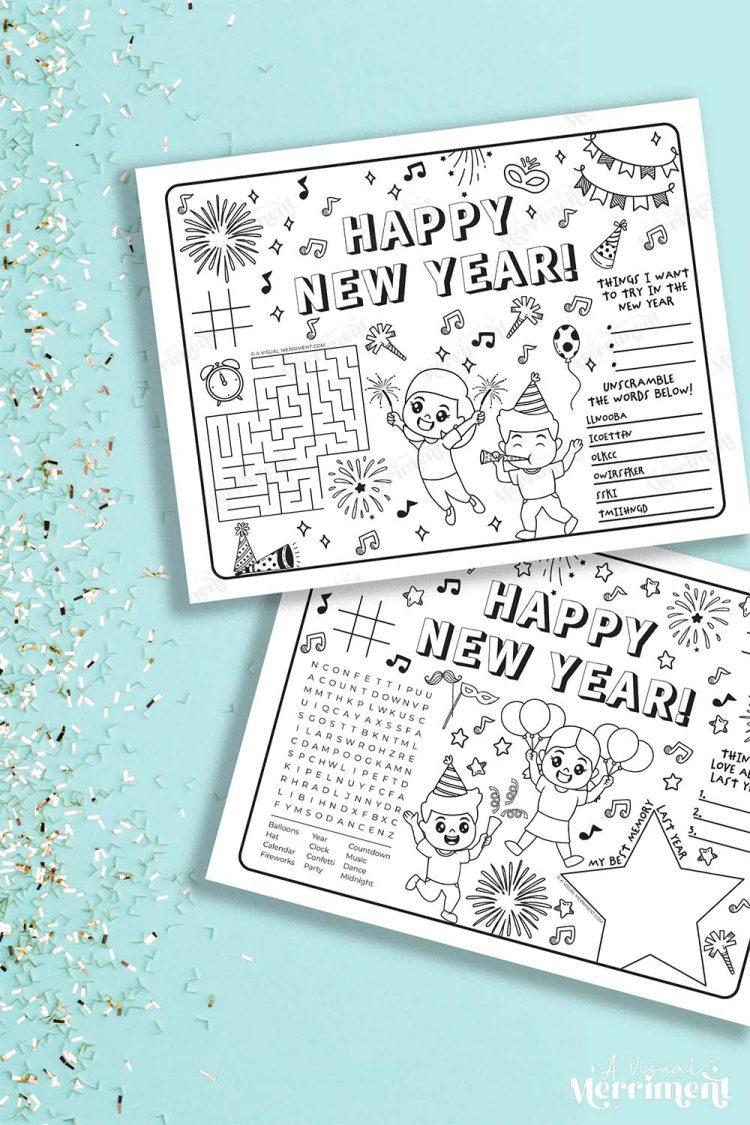 Free Printable New Year's Activities & Coloring Pages | Kids Crafts ...